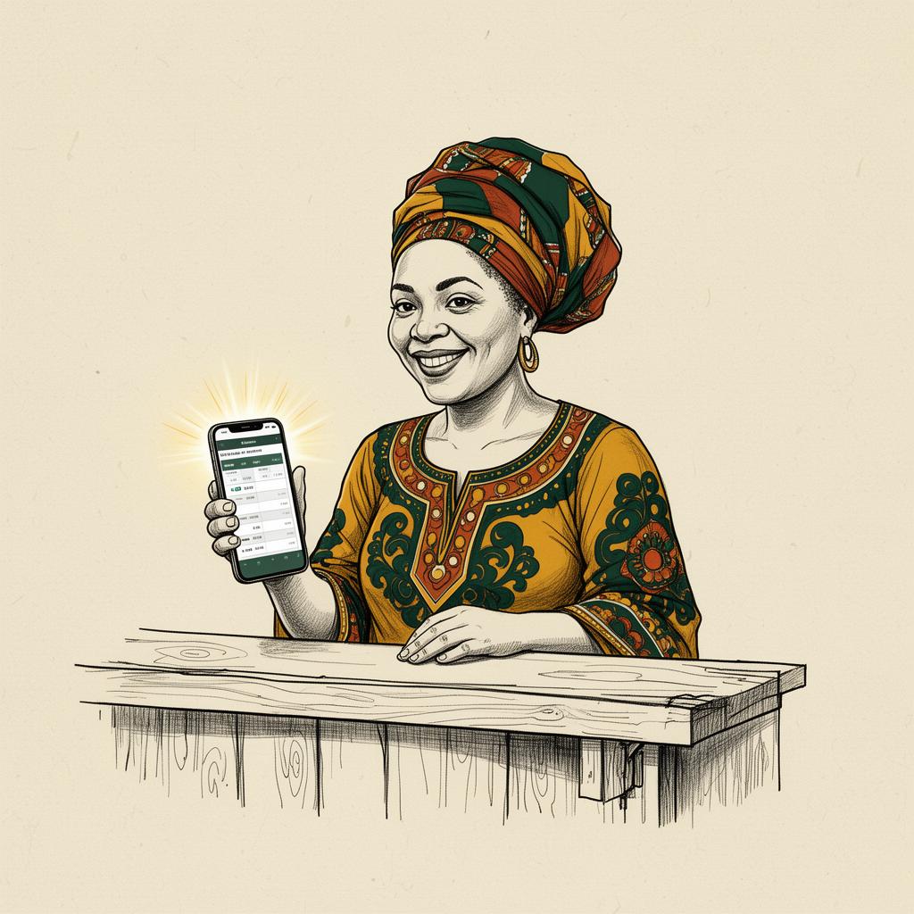 Shopkeeper using TrackLit on her phone